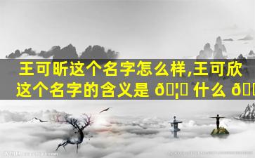 王可昕这个名字怎么样,王可欣这个名字的含义是 🦁 什么 🐵